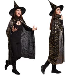 Unisex voksne sæt med hat og kappe Halloween - 120 cm