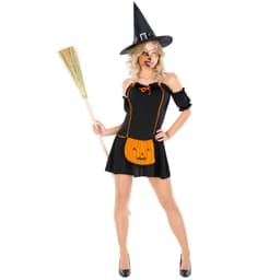 Heks med græskar-detaljer Halloween kostume - L