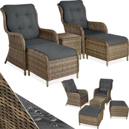 tectake Polyrattan havestole Benissa med havebord 90 x 67 x 100 cm Natur