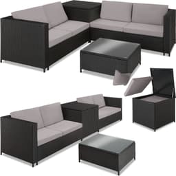 tectake Loungeset Siena i konstrotting - svart/grå