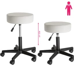 tectake Taburet med hjul 52 x 52 x 61 cm Hvid
