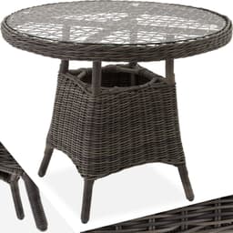 tectake Havebord polyrattan 91x73,5cm 91 x 91 x 73.5 cm Grå