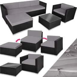 Rottinkiset puutarhakalusteet Milano - musta/harmaa