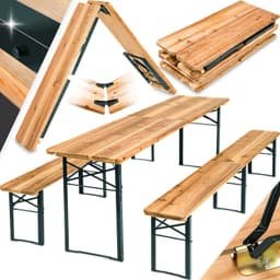 tectake Bord- och bänkset, 3-delad, hopfällbar - brun