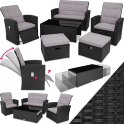 tectake Loungeset i konstrotting Bari - svart