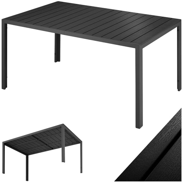 tectake Trädgårdsbord i aluminium Bianca höjdjusterbara fötter 150x90x74,5cm - svart/svart