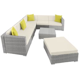tectake Loungeset Marbella i konstrotting - ljusgrå (färgdefekt)
