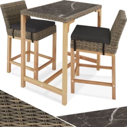 tectake Rotting barbord Kutina med 2 stolar Latina - natur