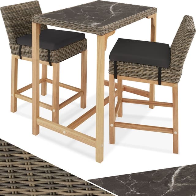 tectake Rotting barbord Kutina med 2 stolar Latina - natur