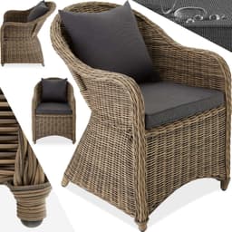 Polyrattan havestol i aluminium + hynder - natur