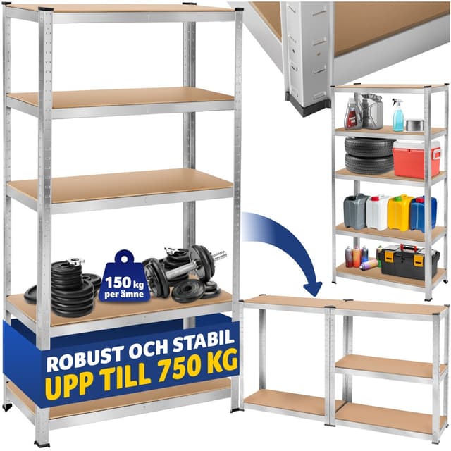 tectake Robust hylla - 180 x 90 x 40 cm, 750 kg