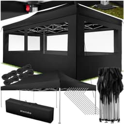 tectake Hopfällbar partytält Viola 3x6 m med 4 sidodelar - svart
