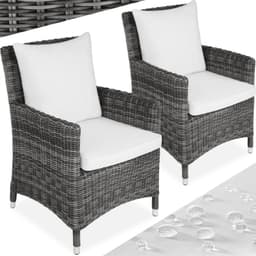 tectake 2x havestol i polyrattan Sanremo 62 x 66 x 88 cm Grå/Hvid