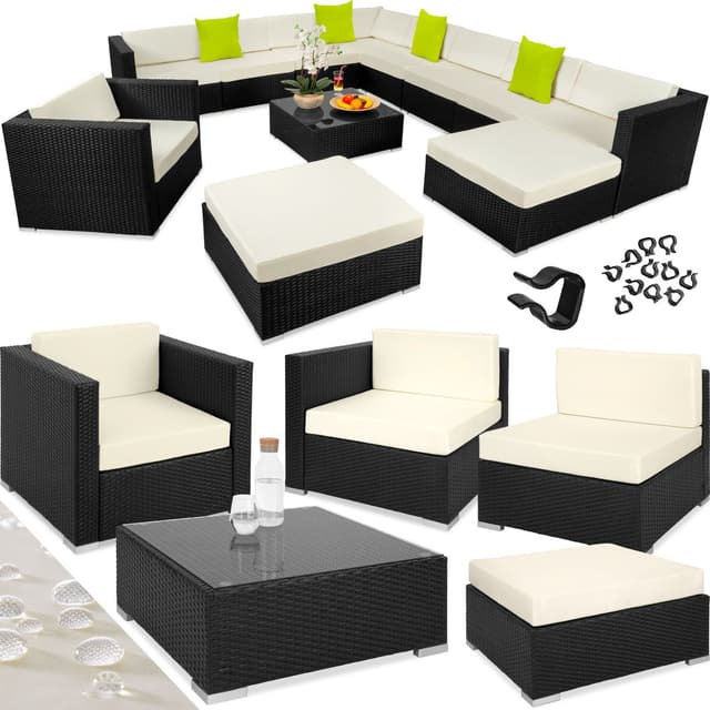 tectake Loungeset Las Vegas i konstrotting - svart