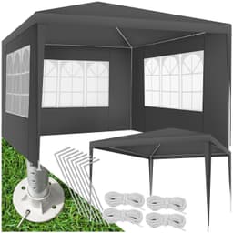 tectake Paviljong Baraban 3x3m med 3 sidopaneler - grå