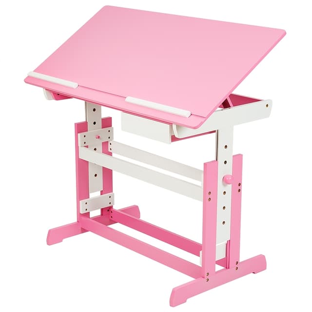 tectake Skrivbord för barn - höjdjusterbart - pink