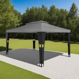 tectake Havepavillon i polyrattan Mona 3x4m 400 x 300 x 265 cm Sort/Antracit