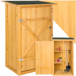 tectake Trädgårdsskåp Taman med platt tak 75 x 56 x 118 cm Brun