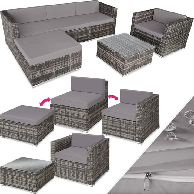 Polyrattan loungesæt Milano - grå