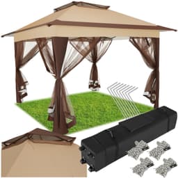tectake Paviljong Carabobo 3,64x3,64x2,94m - brun