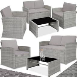 Rottinkiset puutarhakalusteet lounge Lucca - harmaamaleerattu/harmaa