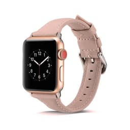 SKALO Kapea nahkaranneke Apple Watch Series 4-6 44mm - Pinkki