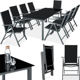 tectake Matgrupp i Aluminium med 8 stolar - antracit