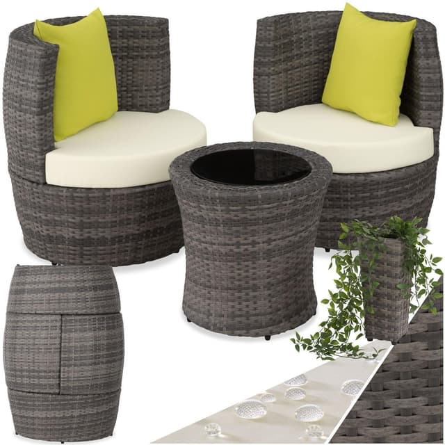 Polyrattan loungesæt Nizza - grå