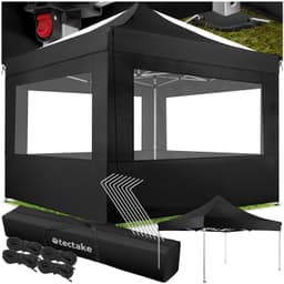 tectake Hopfällbar partytält Olivia 3x3 m med 4 sidodelar - svart