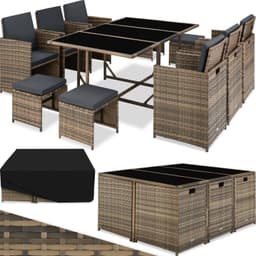 tectake Matgrupp Malaga i konstrotting inkl regnskydd - natur