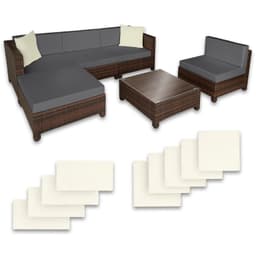 Polyrattan loungesæt med aluminiumstel - sort/brun