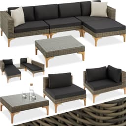 tectake Loungeset med aluminiumram Konstanza - natur