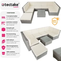 tectake Loungeset Venedig, Loungegrupp i konstrotting - ljusgrå