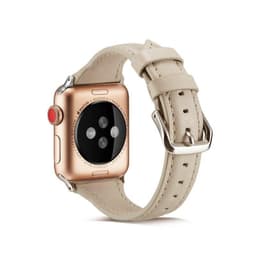 SKALO Kapea nahkaranneke Apple Watch Series 4-6 44mm - Beige