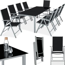 tectake Matgrupp i Aluminium med 8 stolar - silver