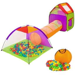 Leketelt med tunnel og 200 baller - flerfarget