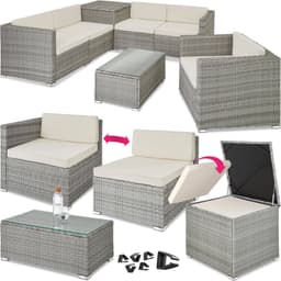 Polyrattan Loungesæt Pisa - lysegrå