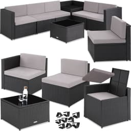tectake Loungeset Verona i konstrotting - svart