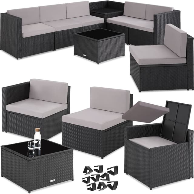 tectake Loungeset Verona i konstrotting - svart