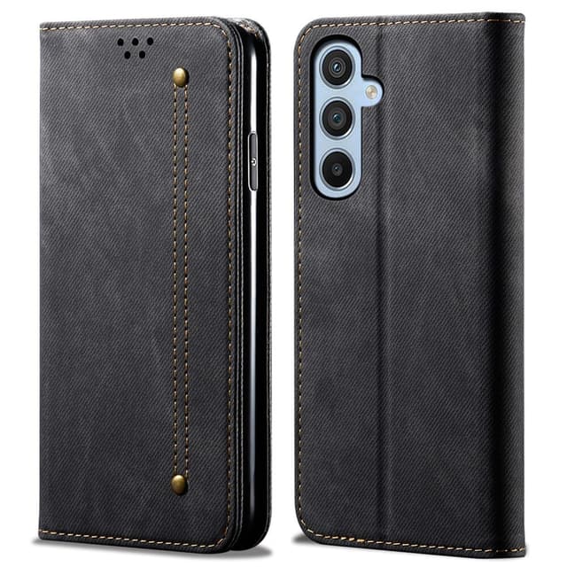 SKALO Samsung S24 FE Jeans Flip Cover - Sort