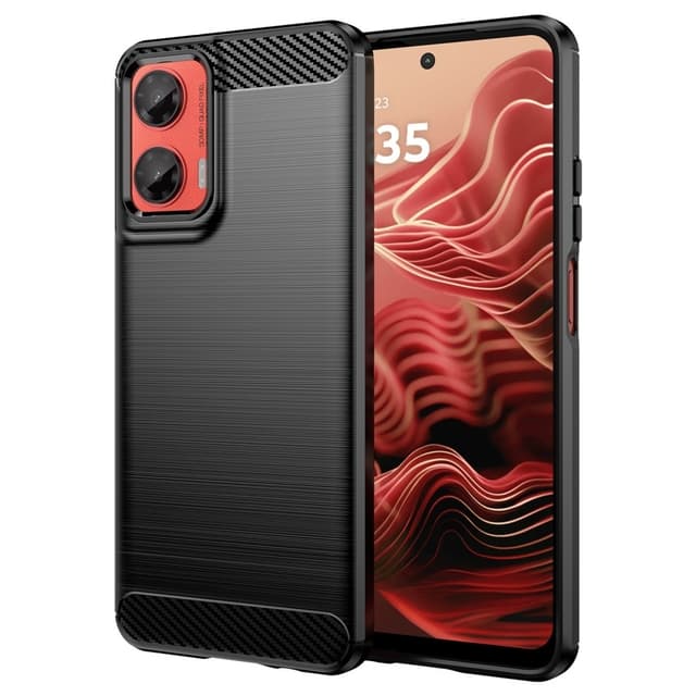 SKALO Motorola Moto G35 5G Armor Carbon Iskunkestävä TPU suojakuori - Musta