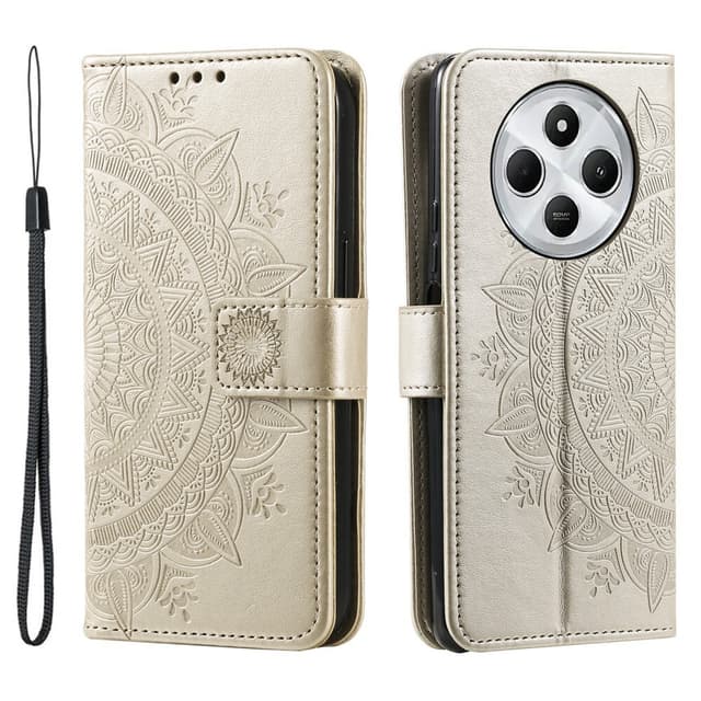 SKALO Xiaomi Redmi 14C Mandala lompakkokotelo - Kulta