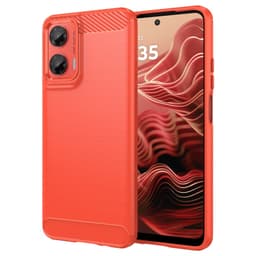 SKALO Motorola Moto G35 5G Armor Carbon Iskunkestävä TPU suojakuori - Punainen