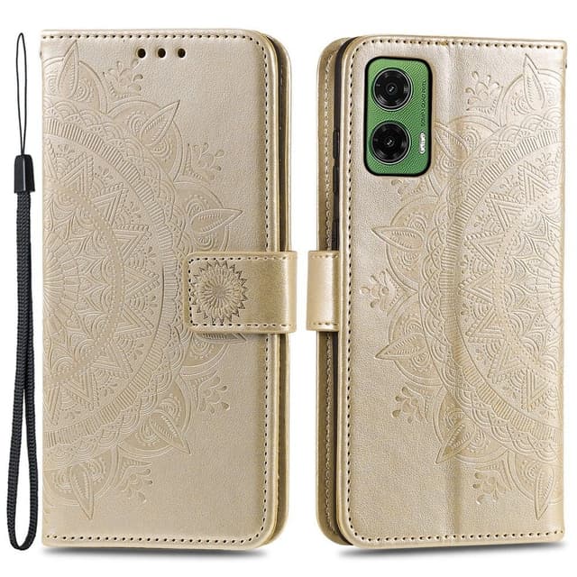 SKALO Motorola Moto G35 5G Mandala Flip Cover - Guld