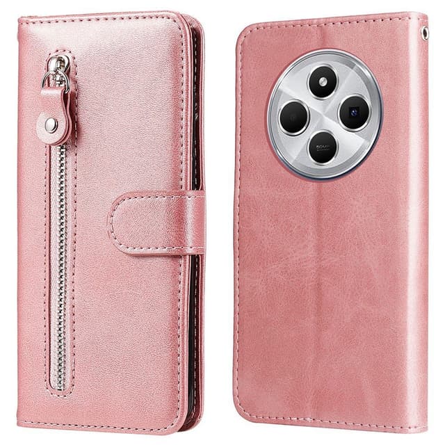 SKALO Xiaomi Redmi 14C Klassisk Pungetui med lynlåsrum - Pink