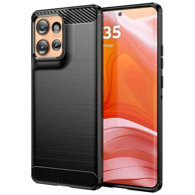 SKALO Motorola Edge 50 5G Armor Carbon Iskunkestävä TPU suojakuori - Musta