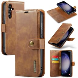 DG MING Samsung S24 FE 2-in-1 magneetti lompakkokotelo - Ruskea