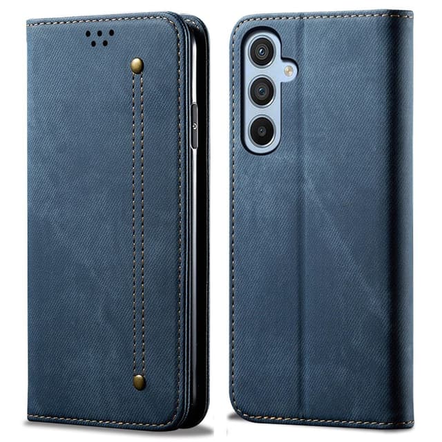 SKALO Samsung S24 FE Jeans Plånboksfodral - Blå