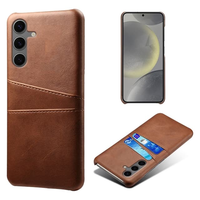 SKALO Samsung S24 FE PU Läder Skal med Korthållare/Plånbok - Brun