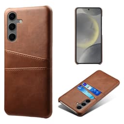 SKALO Samsung S24 FE PU-nahkainen Suojakuori Lompakolla - Ruskea